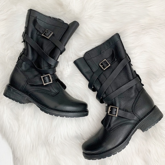 Steve Madden Shoes - NEW • Steve Madden • Black Leather Banddit • Sz 6